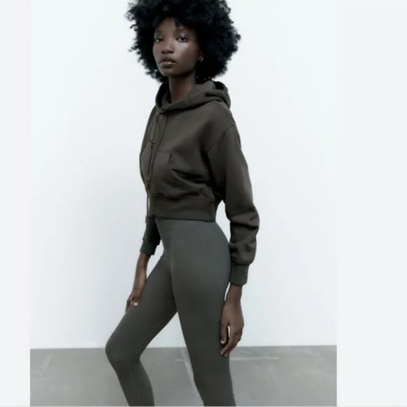 NWT ZARA BASIC CROP SWEATSHIRT GRAY - Picture 3 of 6